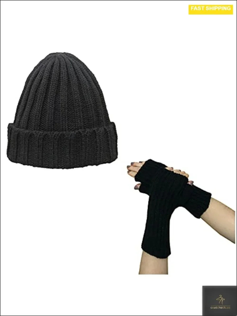 Alpaca Wool Beanie Hat and Mittens Gloves Set - Unisex Winter